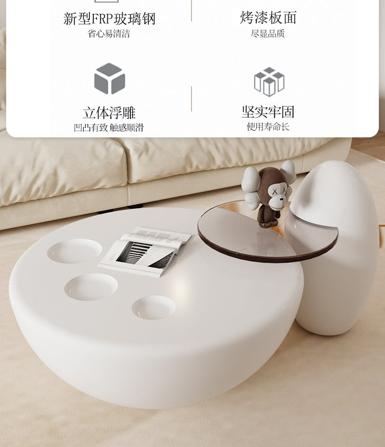 Simple modern coffee table net red living room cream coffee table cat claw small apartment light luxury style combination of new round
