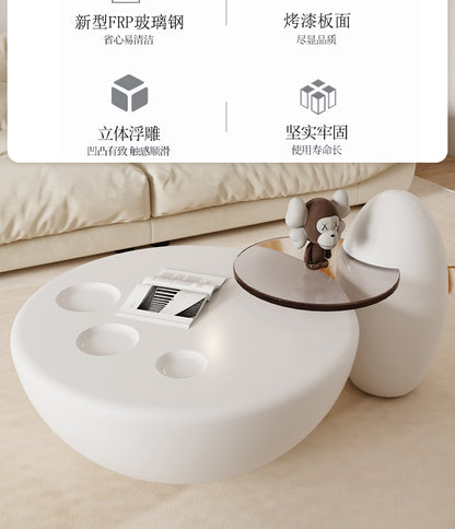 Simple modern coffee table net red living room cream coffee table cat claw small apartment light luxury style combination of new round