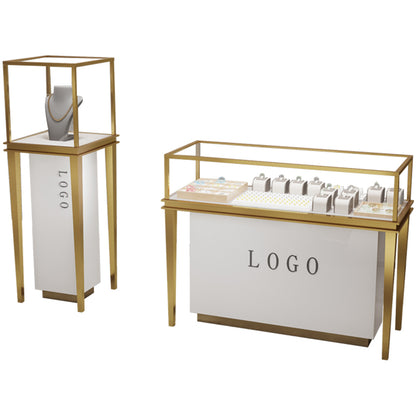 Stainless steel:  Jewelry display case,Glass jewelry cabinet,Retail jewelry showcase,Countertop jewelry display