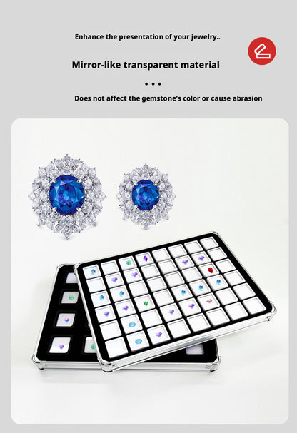 Lightweight Aluminum Tray with Clear Plastic Gemstone Box – Velvet-Flocked Sponge Insert,