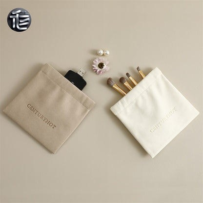 5pcs Luxury Suede Jewelry Pouch, Beige Microfiber Gift Packaging Bag