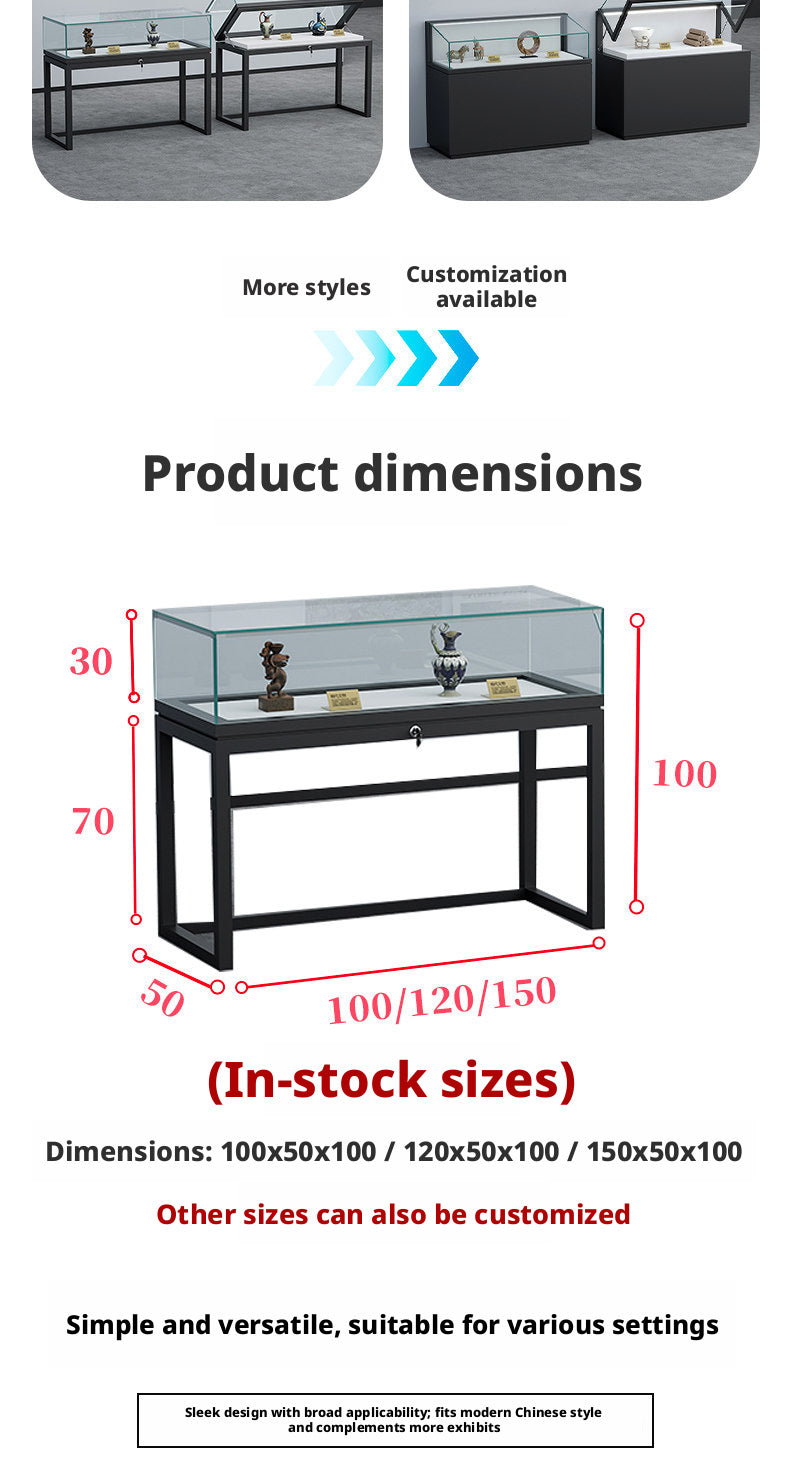 Lockable Display Case for Jewelry Store Glass Top Showcase