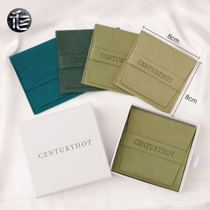 5PCS Green Suede Jewelry Pouch, Soft Faux Microfiber Bag, Travel Drawstring Pouch