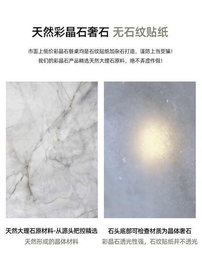 Natural luxury stone light luxury high sense marble dining table and chair Bulgari microcrystal high-end home dining table super crystal stone