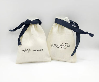 100PCS Custom Logo Cotton Jewelry Pouches, Personalized Drawstring Gift Bags