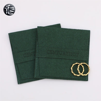 5PCS Green Suede Jewelry Pouch, Soft Faux Microfiber Bag, Travel Drawstring Pouch