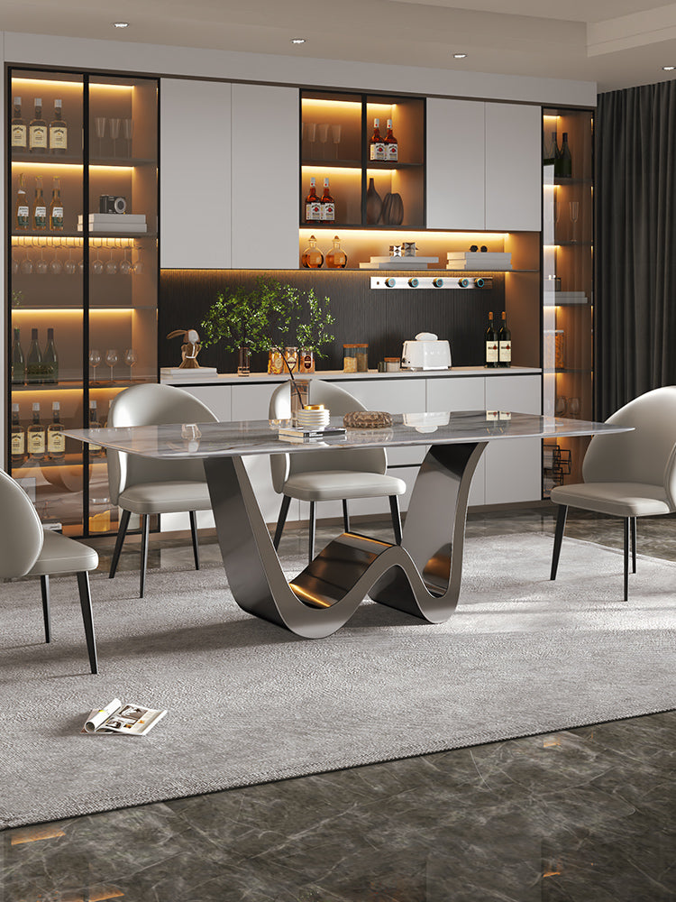 Natural luxury stone light luxury high sense marble dining table and chair Bulgari microcrystal high-end home dining table super crystal stone