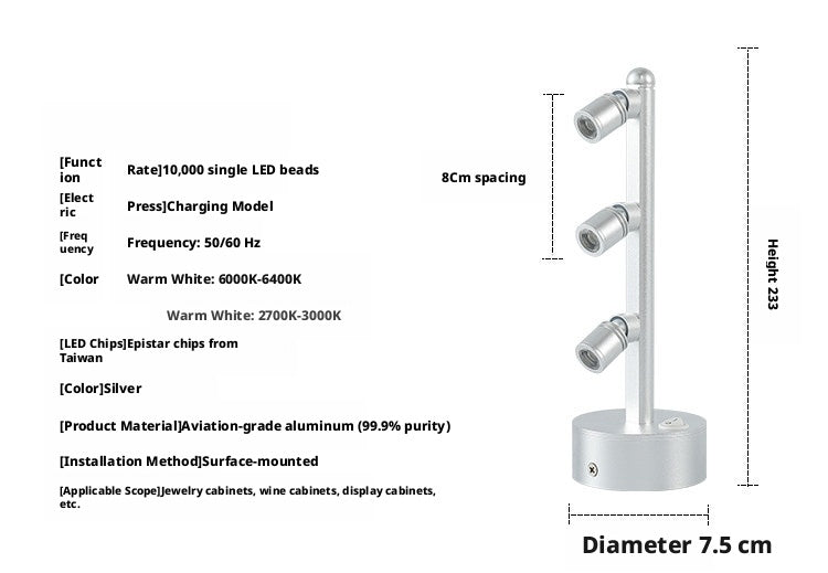 Multi-Angle Jewelry Desk Spotlight, Bamboo Base CREE Chip, Adjustable Craft Workbench Lighting