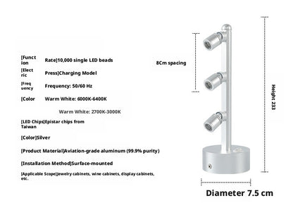 Multi-Angle Jewelry Desk Spotlight, Bamboo Base CREE Chip, Adjustable Craft Workbench Lighting