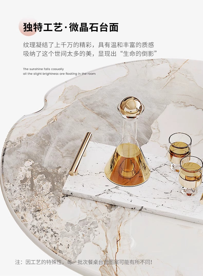 Nordic modern simple retro log luxury stone round coffee table TV cabinet combination size apartment