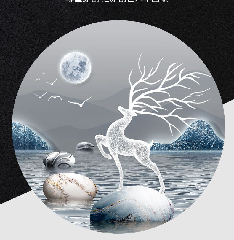 Modern light luxury landscape painting Fu Lu living room decoration painting simple atmosphere sofa background wall hanging painting triplet wall painting
