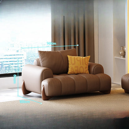 Italian minimalist leather sofa head layer cowhide cream wind living room retro light luxury straight row piano key sofa