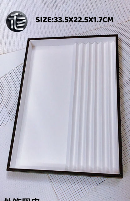 PU Leather Pearl Beading Tray, Grooved Sorting Board, White Interior Display Showcase
