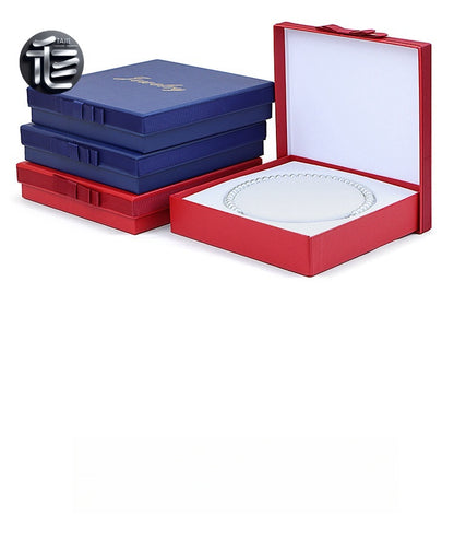 Jewelry Gift Box for Pearl Necklace, Paper Presentation Case with Ribbon,  White Insert Tray