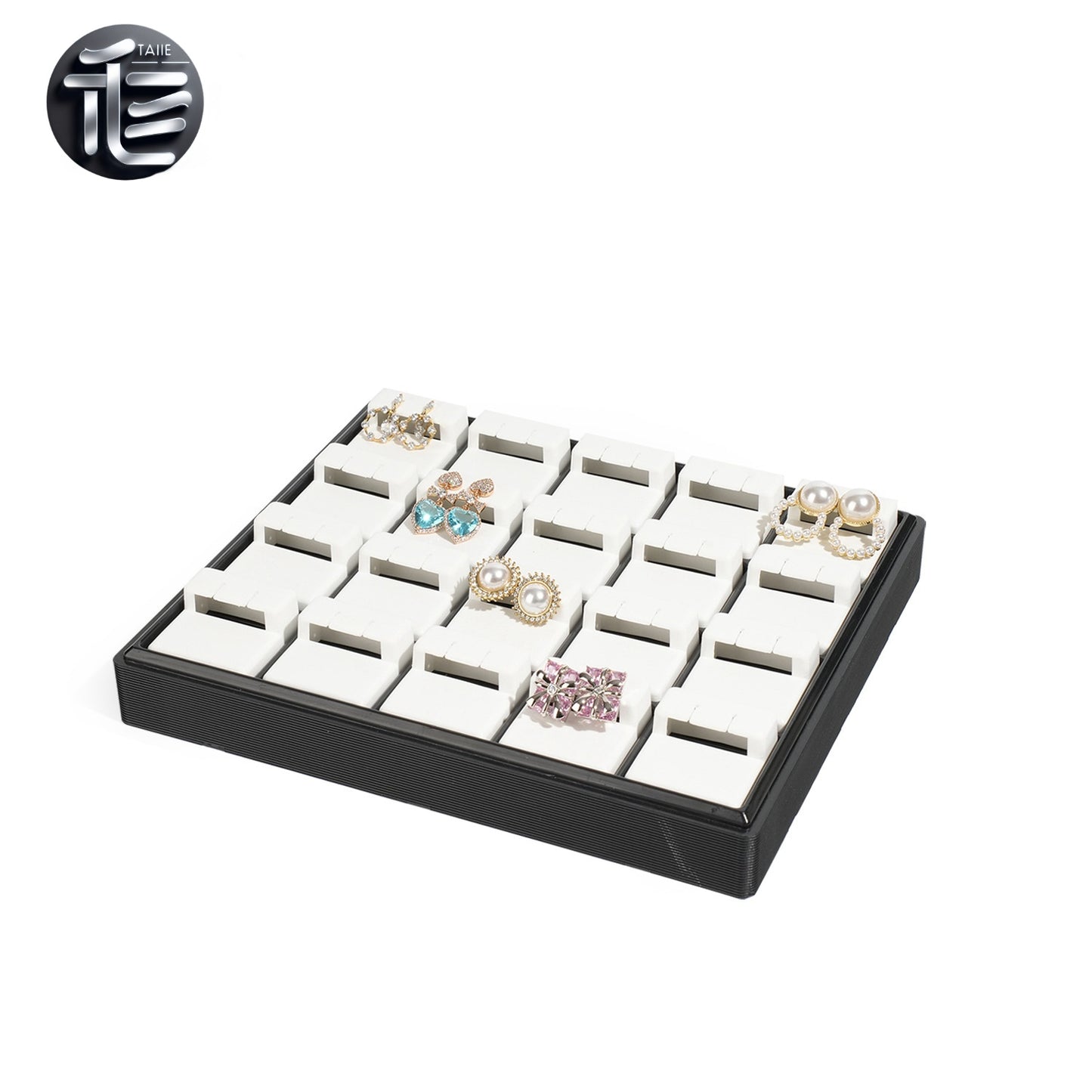 Stackable Plastic Jewelry Display Tray Organizer: 12 or 20 Slot Ring Stud Necklace Storage
