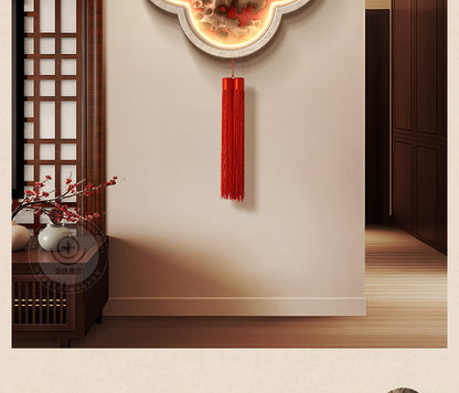 Light luxury elephant living room clock wall clock decorative painting advanced sense atmosphere sofa background wall hanging painting Fu deer triptych