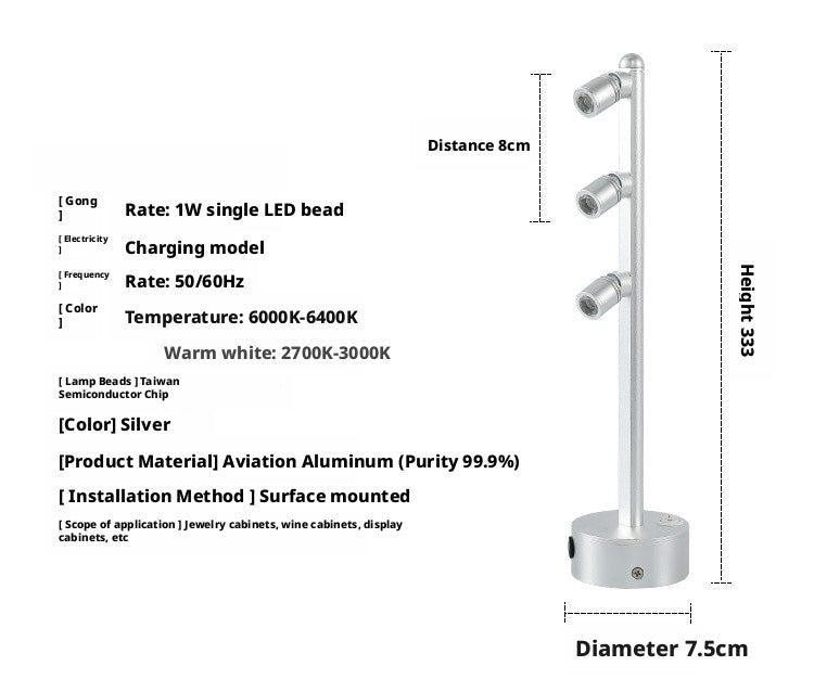 Multi-Angle Jewelry Desk Spotlight, Bamboo Base CREE Chip, Adjustable Craft Workbench Lighting