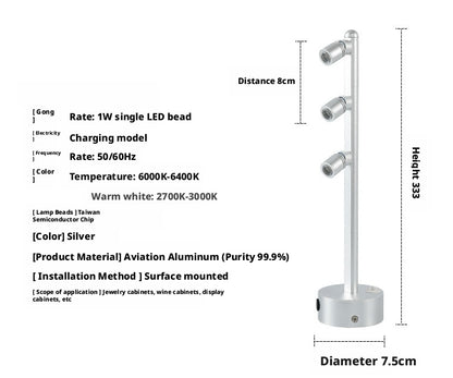 Multi-Angle Jewelry Desk Spotlight, Bamboo Base CREE Chip, Adjustable Craft Workbench Lighting