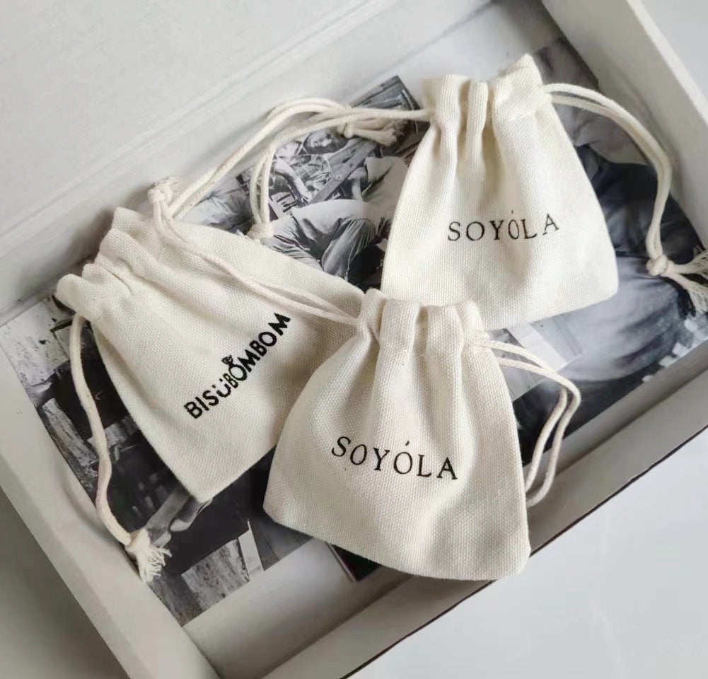 100pcs individuation Custom Cotton Jewelry Pouches, Eco-Friendly Drawstring Gift Bags