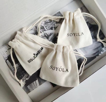 100pcs individuation Custom Cotton Jewelry Pouches, Eco-Friendly Drawstring Gift Bags
