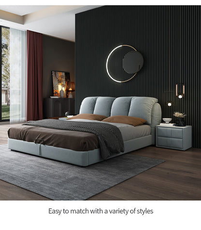 Fabric bed ins wind light luxury modern simple master bedroom wedding bed double bed network red bed can be dismantled and washed