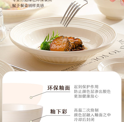 Ceramic dish set Household high appearance level Cream wind housewarming cutlery plate wedding gift