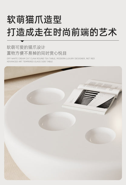 Simple modern coffee table net red living room cream coffee table cat claw small apartment light luxury style combination of new round