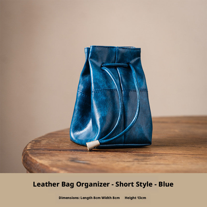 5pcs Oil-Waxed Leather Drawstring Pouch, Jewelry Travel Organizer, Star Hardware Bag
