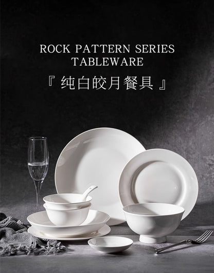 Jingdezhen ceramic tableware set white porcelain dish set household under glaze color bowl plate moving bowl set