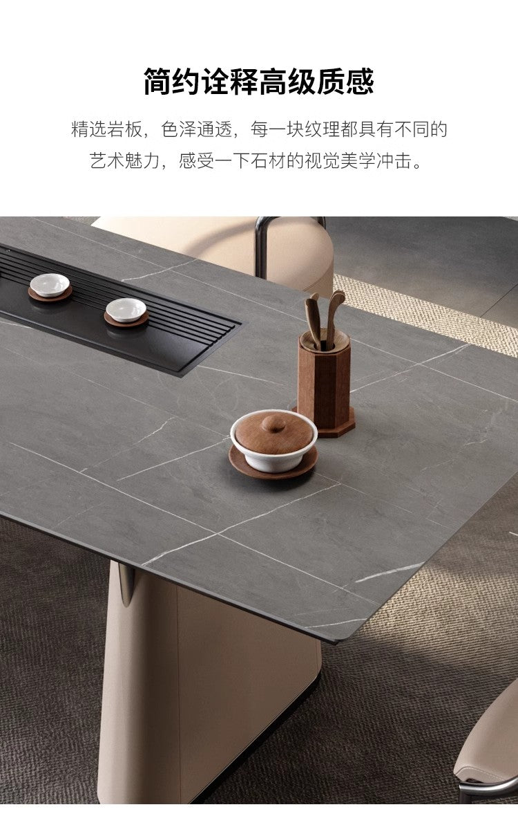 Rock plate tea table Tea table Italian simple office living room Kung Fu big light luxury modern senior sense home tea table