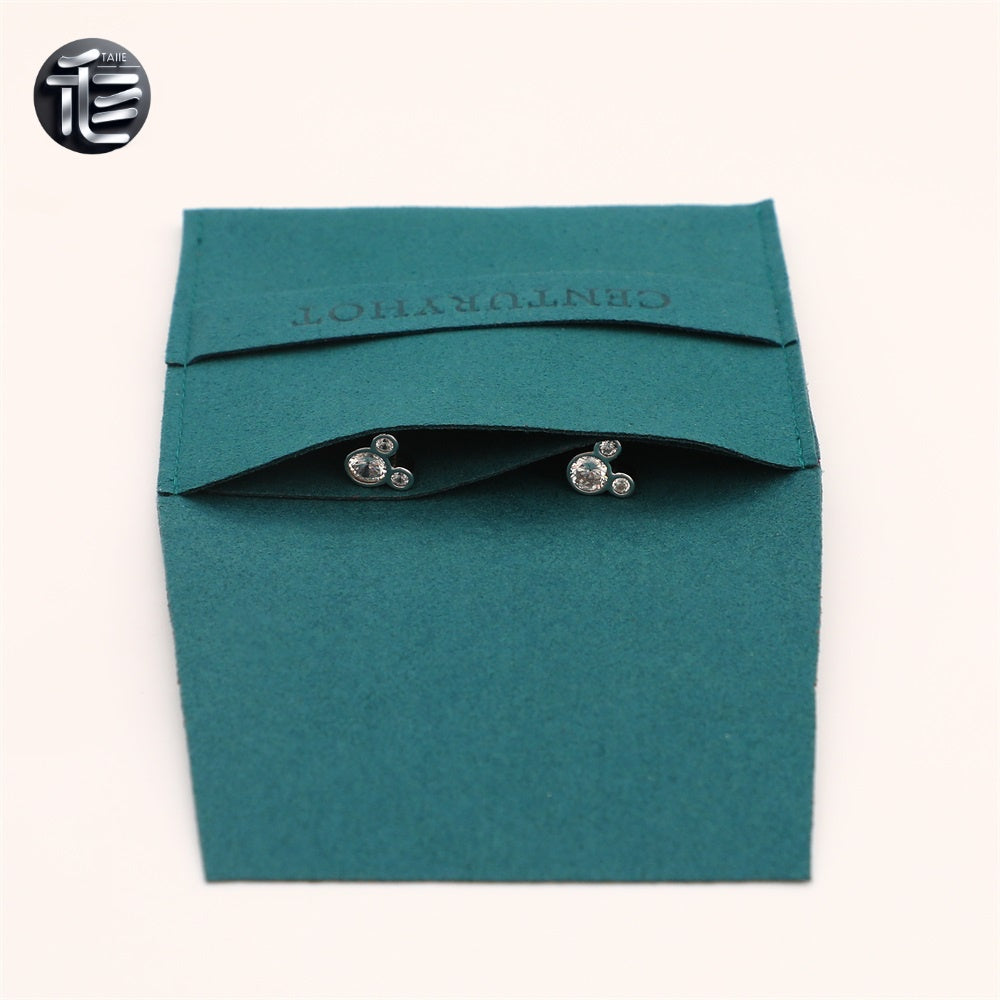 5PCS Green Suede Jewelry Pouch, Soft Faux Microfiber Bag, Travel Drawstring Pouch