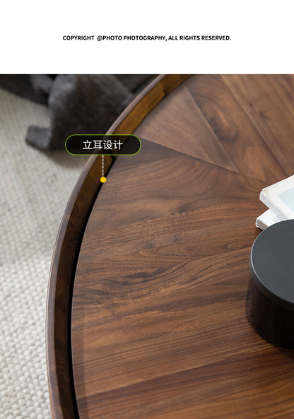 Ancient style high-end walnut round coffee table log wind small living room household