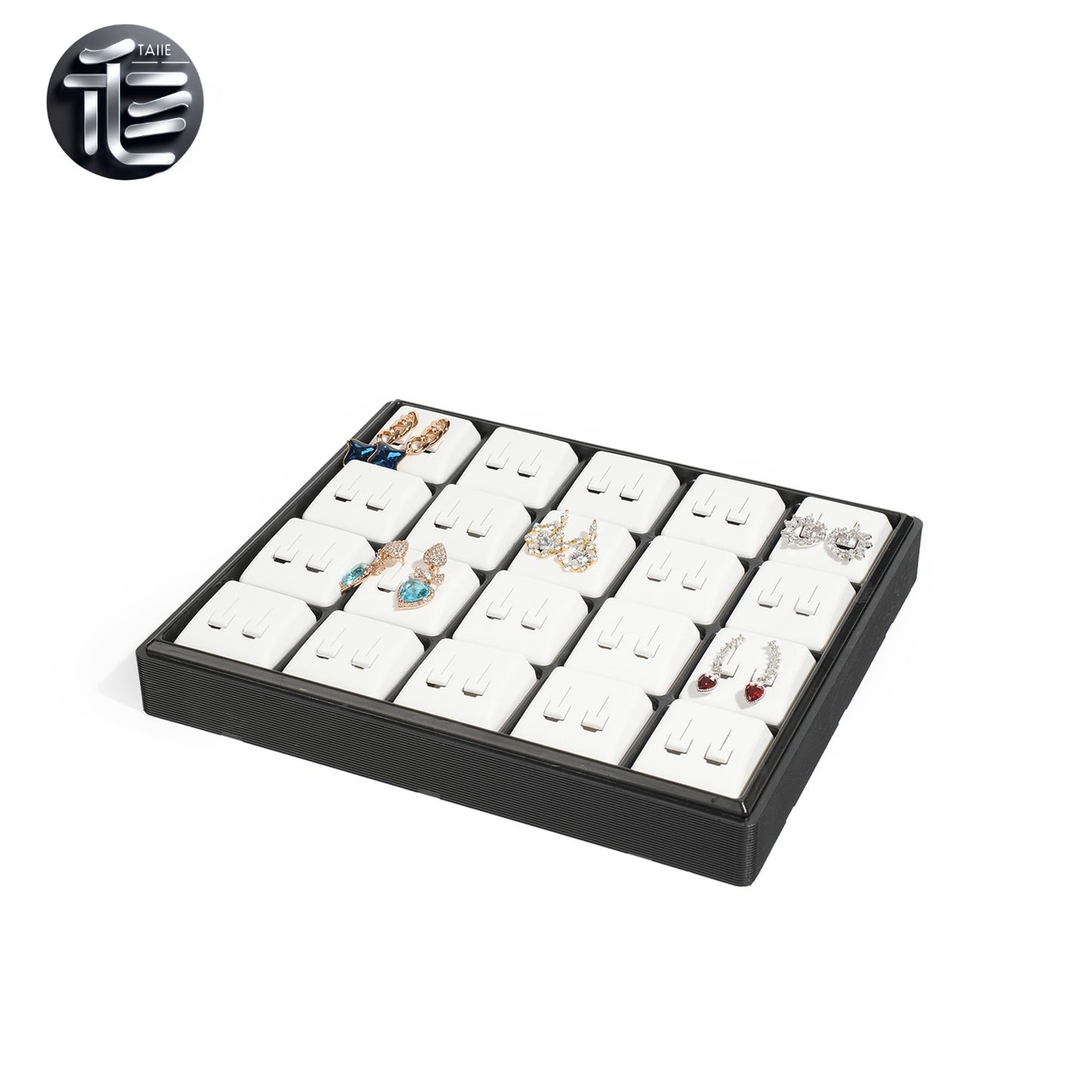 Stackable Plastic Jewelry Display Tray Organizer: 12 or 20 Slot Ring Stud Necklace Storage