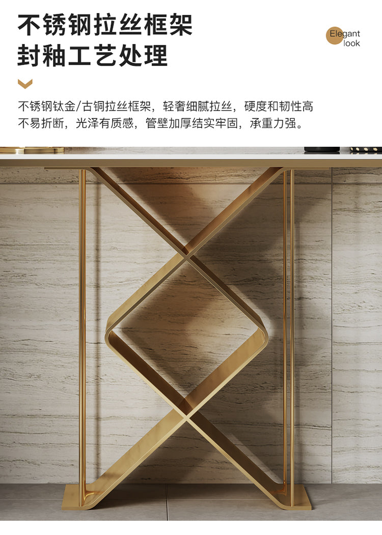 Creative rock slab entrance table Italian light luxury entrance cabinet entry corridor stainless steel modern simple entrance table