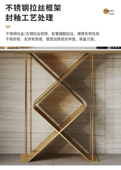 Creative rock slab entrance table Italian light luxury entrance cabinet entry corridor stainless steel modern simple entrance table