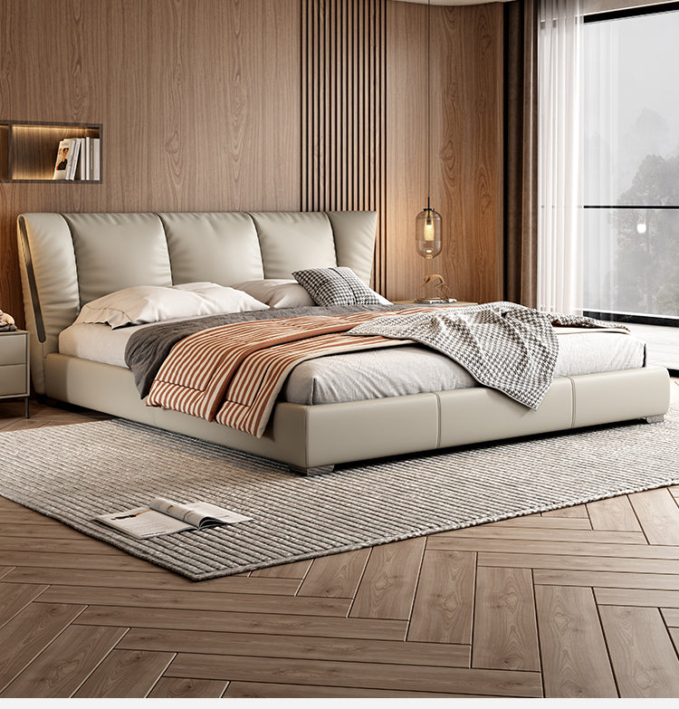 Leather bed 1.5m household Italian minimalist storage Modern simple 1.8m master bedroom high-end double wedding bed