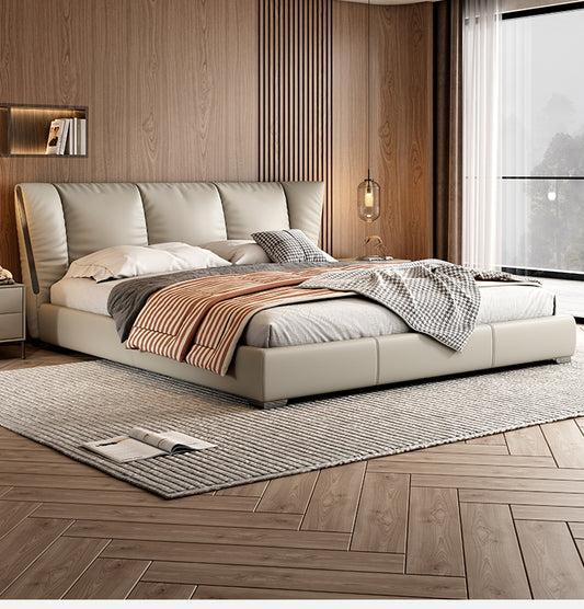 Leather bed 1.5m household Italian minimalist storage Modern simple 1.8m master bedroom high-end double wedding bed