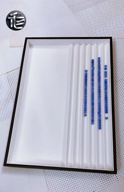 PU Leather Pearl Beading Tray, Grooved Sorting Board, White Interior Display Showcase