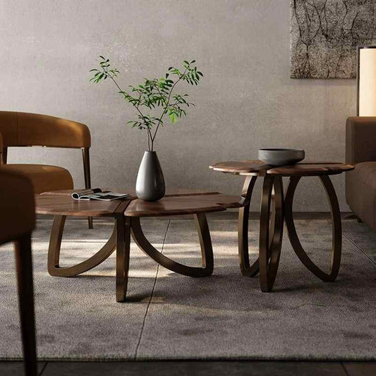 Middle ancient style high-end walnut round coffee table