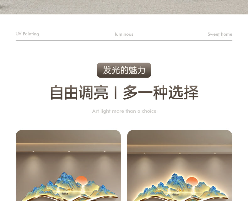 Backed by a mountain sofa background wall hanging painting Cornucopia living room decorative painting landscape painting light luxury high sense of wall painting