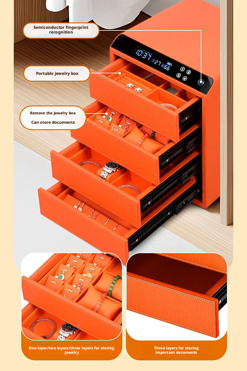 Smart Jewelry Safe Box, App Controlled Electronic Security Case, Multi-Drawer Lockable Storage, Remote Monitor