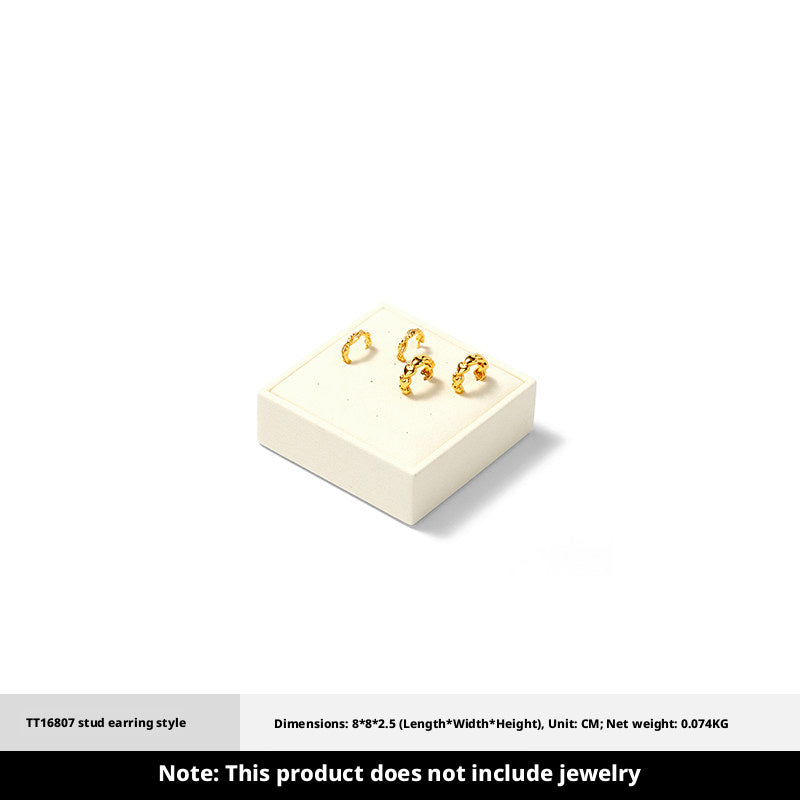 Suede Jewelry Display Stand Set, Tiered Modular Showcase Tray, White Microfiber Props