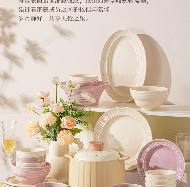 Ceramic dish set Household high appearance level Cream wind housewarming cutlery plate wedding gift