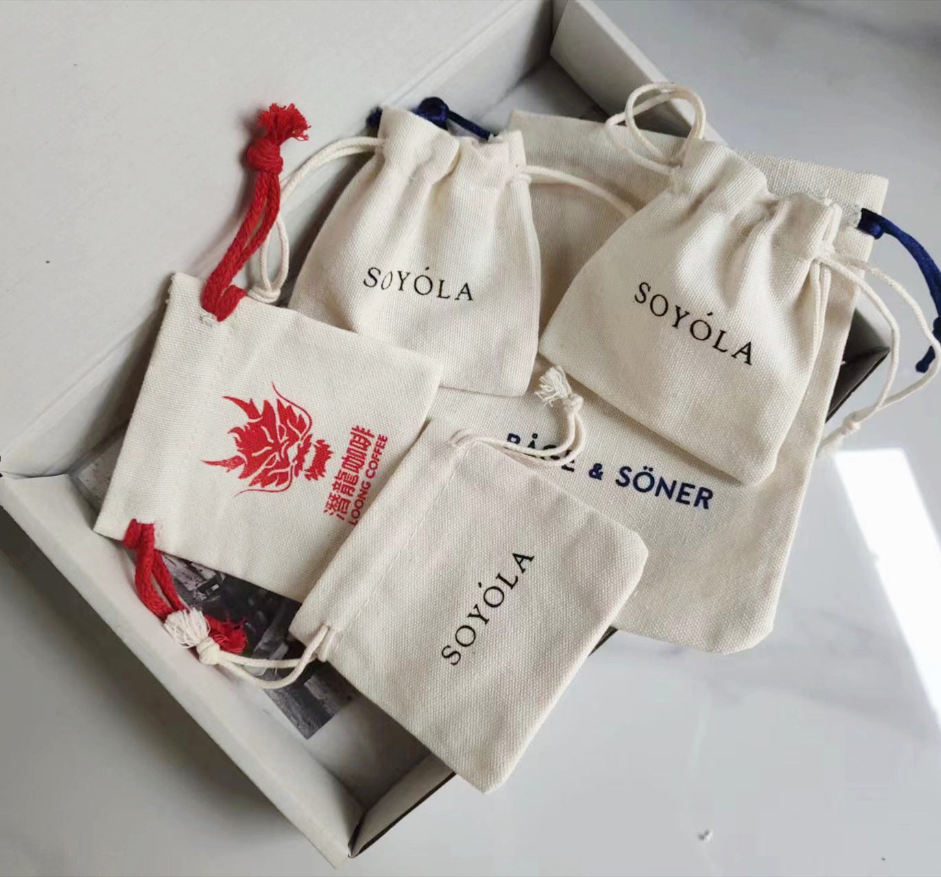 100pcs individuation Custom Cotton Jewelry Pouches, Eco-Friendly Drawstring Gift Bags