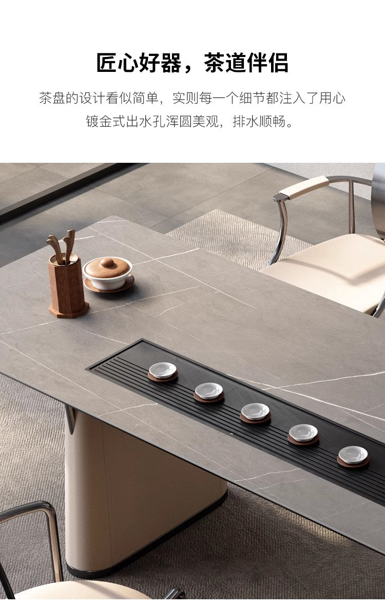 Rock plate tea table Tea table Italian simple office living room Kung Fu big light luxury modern senior sense home tea table
