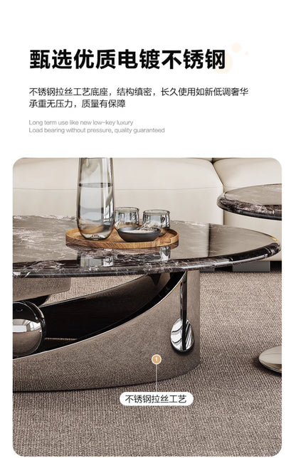 Calx microcrystalline stone coffee table living room modern simple small apartment new Italian minimalist round coffee table Nordic oval
