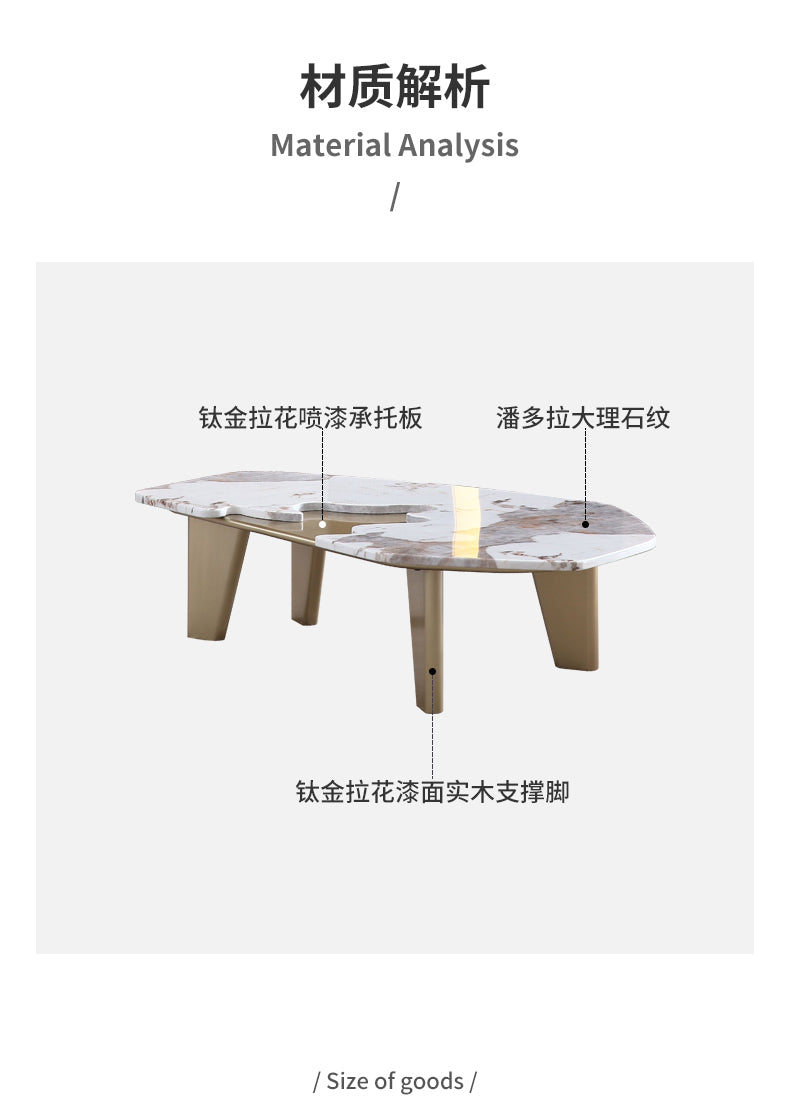 Italian minimalist solid wood coffee table Pandora marble creative home living room coffee table