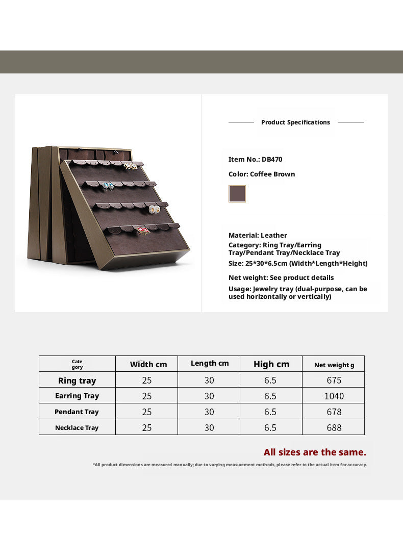 Inclined Jewelry Display Tray: Rings, Earrings, Necklaces, Pendants – Dual Position Stand