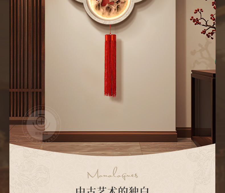 Light luxury elephant living room clock wall clock decorative painting advanced sense atmosphere sofa background wall hanging painting Fu deer triptych