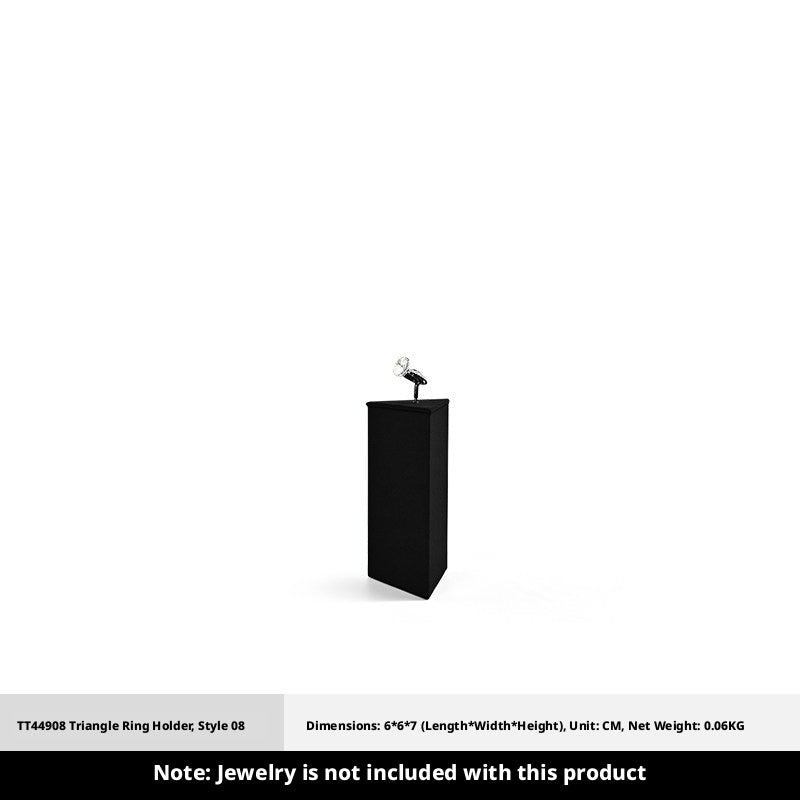 Black Suede Ring Display Stand with Multi-Level Steps for Boutique